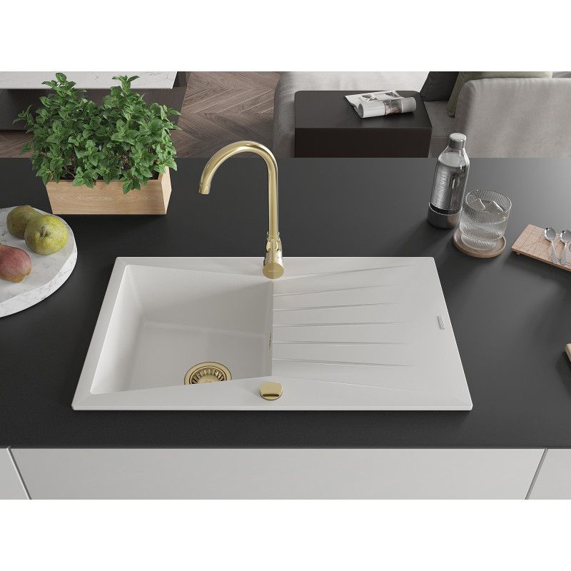 Zlewozmywak wpuszczany Mexen Cesar 1-komorowy biały 775x470 mm  6514771010-20-G 1 szt.
