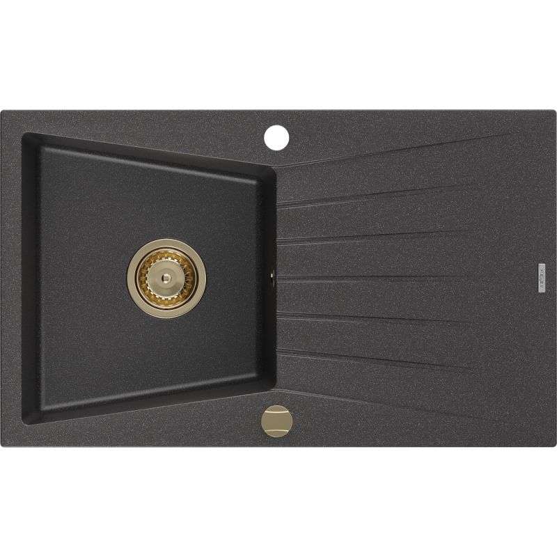 Zlewozmywak wpuszczany Mexen Cesar 1-komorowy czarny nakrapiany 775x470 mm  6514771010-76-G
