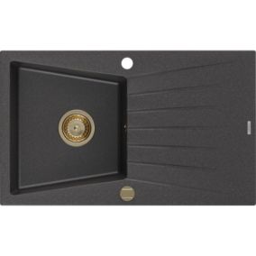 Zlewozmywak wpuszczany Mexen Cesar 1-komorowy czarny nakrapiany 775x470 mm  6514771010-76-G