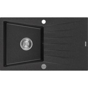 Zlewozmywak wpuszczany Mexen Cesar 1-komorowy czarny/srebrny metalik 775x470 mm 1 szt.