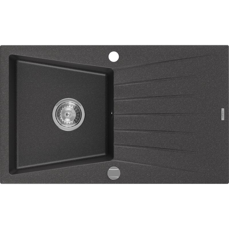 Zlewozmywak wpuszczany Mexen Cesar 1-komorowy czarny/srebrny metalik 775x470 mm  - 6514771010-73 1 szt.
