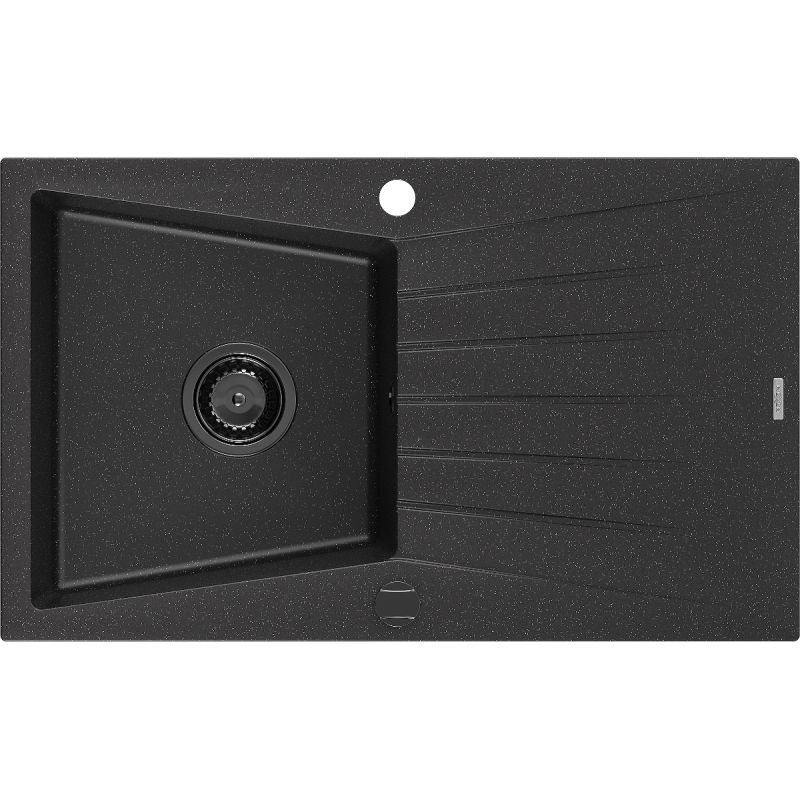 Zlewozmywak wpuszczany Mexen Cesar 1-komorowy czarny/srebrny metalik 775x470 mm  6514771010-73-B 1 szt.
