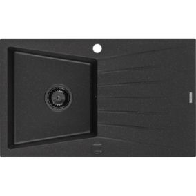 Zlewozmywak wpuszczany Mexen Cesar 1-komorowy czarny/srebrny metalik 775x470 mm  6514771010-73-B