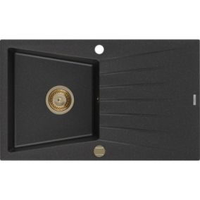 Zlewozmywak wpuszczany Mexen Cesar 1-komorowy czarny/srebrny metalik 775x470mm 1 szt.