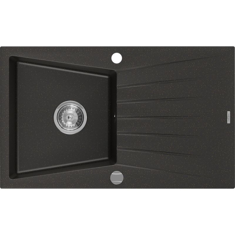 Zlewozmywak wpuszczany Mexen Cesar 1-komorowy czarny/złoty metalik 775x470 mm 1 szt.