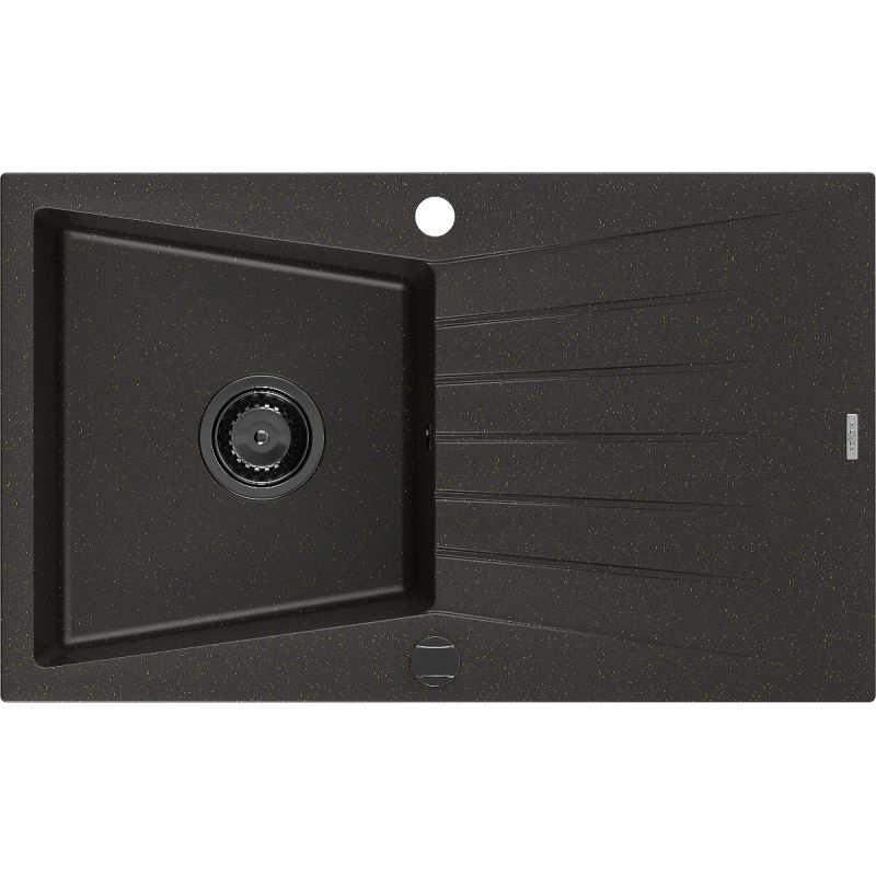 Zlewozmywak wpuszczany Mexen Cesar 1-komorowy czarny/złoty metalik 775x470 mm  - 6514771010-75 1 szt.
