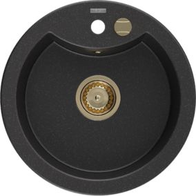 Zlewozmywak wpuszczany Mexen Diego 1-komorowy czarny/srebrny metalik 488 x 480 mm 1 szt.