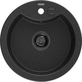 Zlewozmywak wpuszczany Mexen Diego 1-komorowy czarny/srebrny metalik 488x480 mm 1 szt.