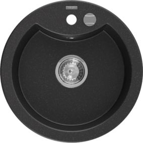 Zlewozmywak wpuszczany Mexen Diego 1-komorowy czarny/srebrny metalik 488x480 mm  - 6512481000-73-B 1 szt.