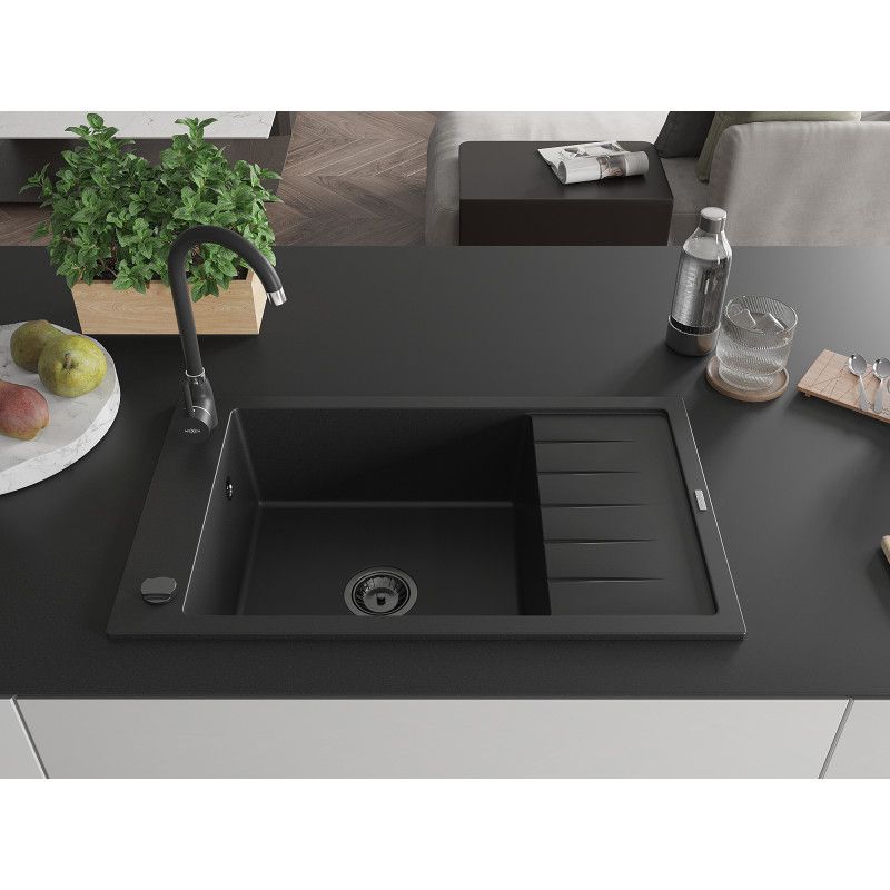 Zlewozmywak wpuszczany Mexen Elias 1-komorowy czarny 795x480 mm  - 6511791005-77 1 szt.