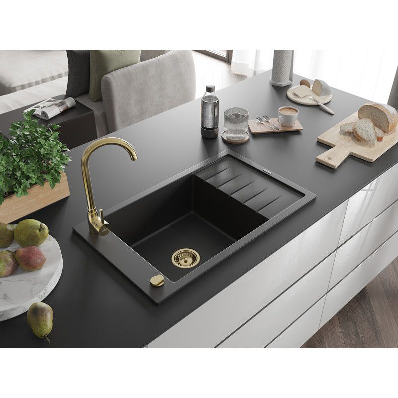 Zlewozmywak wpuszczany Mexen Elias 1-komorowy czarny 795x480 mm  6511791005-77-G