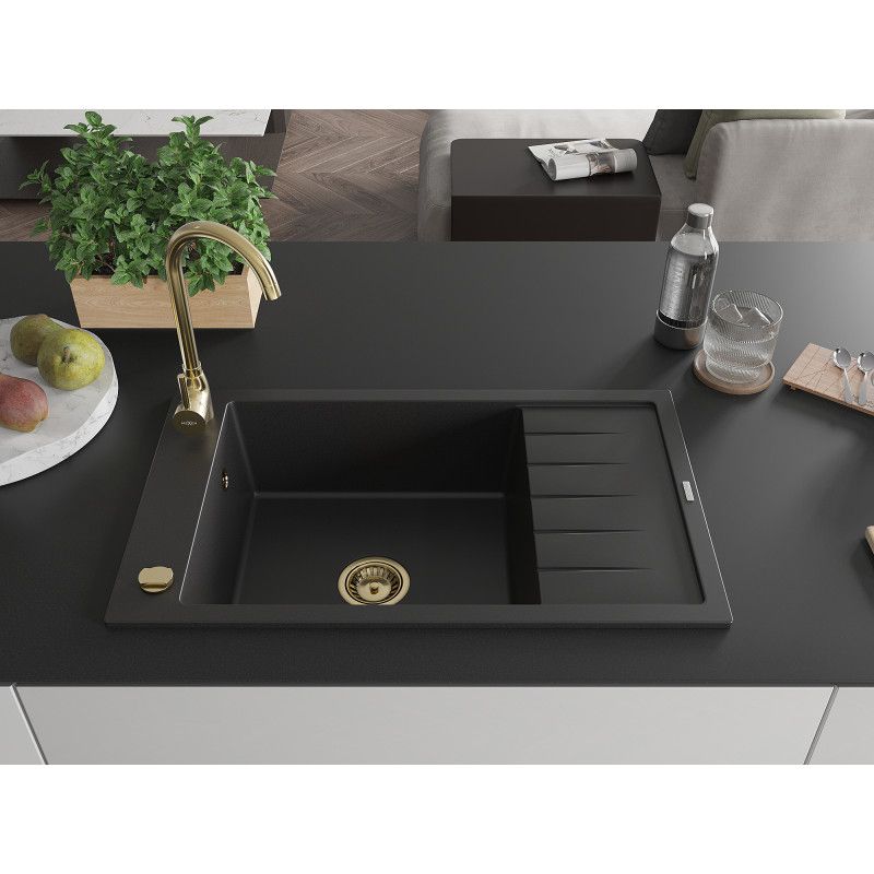 Zlewozmywak wpuszczany Mexen Elias 1-komorowy czarny 795x480 mm  6511791005-77-G