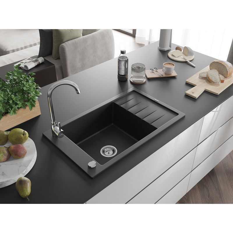 Zlewozmywak wpuszczany Mexen Elias 1-komorowy czarny nakrapiany 795 x 480 mm  - 6511791005-76 1 szt.