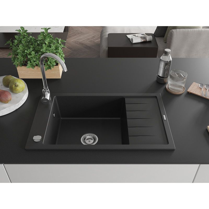 Zlewozmywak wpuszczany Mexen Elias 1-komorowy czarny nakrapiany 795 x 480 mm  - 6511791005-76 1 szt.