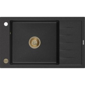 Zlewozmywak wpuszczany Mexen Elias 1-komorowy czarny/srebrny metalik 795x480 mm 1 szt.