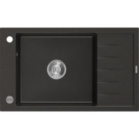 Zlewozmywak wpuszczany Mexen Elias 1-komorowy czarny/złoty metalik 795x480 mm 1 szt.