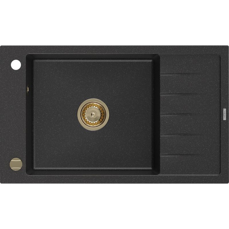 Zlewozmywak wpuszczany Mexen Elias 1-komorowy czarny/złoty metalik 795x480 mm  - 6511791005-75 1 szt.