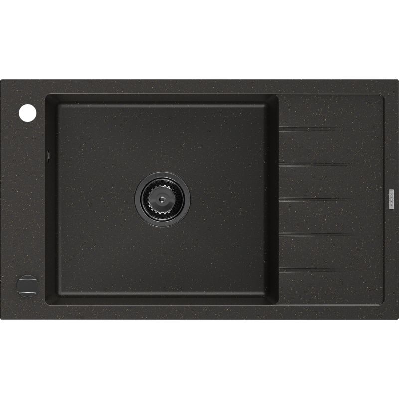 Zlewozmywak wpuszczany Mexen Elias 1-komorowy czarny/złoty metalik 795x480 mm  6511791005-75-B 1 szt.