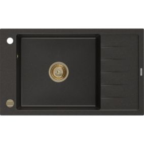 Zlewozmywak wpuszczany Mexen Elias 1-komorowy czarny/złoty metalik 795x480 mm  6511791005-75-G 1 szt.