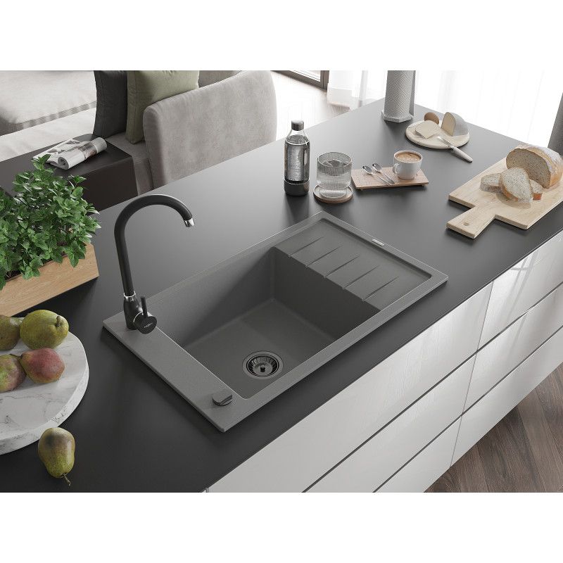 Zlewozmywak wpuszczany Mexen Elias 1-komorowy szary 795x480 mm  6511791005-71-B