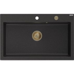 Zlewozmywak wpuszczany Mexen Elix czarny/srebrny metalik 800 x 500 mm - 6527801005-73-G