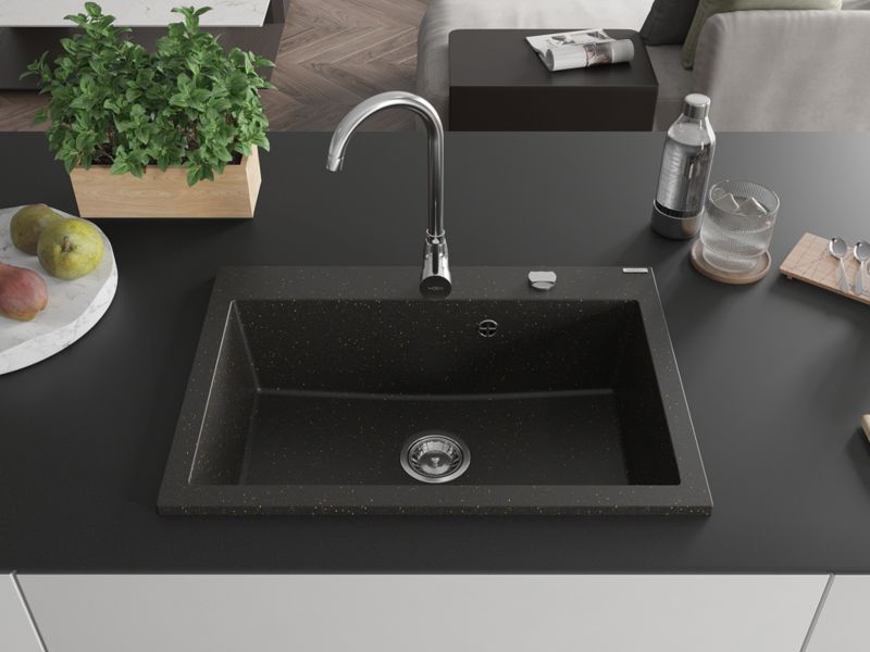 Zlewozmywak wpuszczany Mexen Elix czarny/złoty metalik 700x500 mm - 6526701005-75