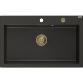 Zlewozmywak wpuszczany Mexen Elix czarny/złoty metalik 800x500 mm - 6527801005-75-G 1 szt.
