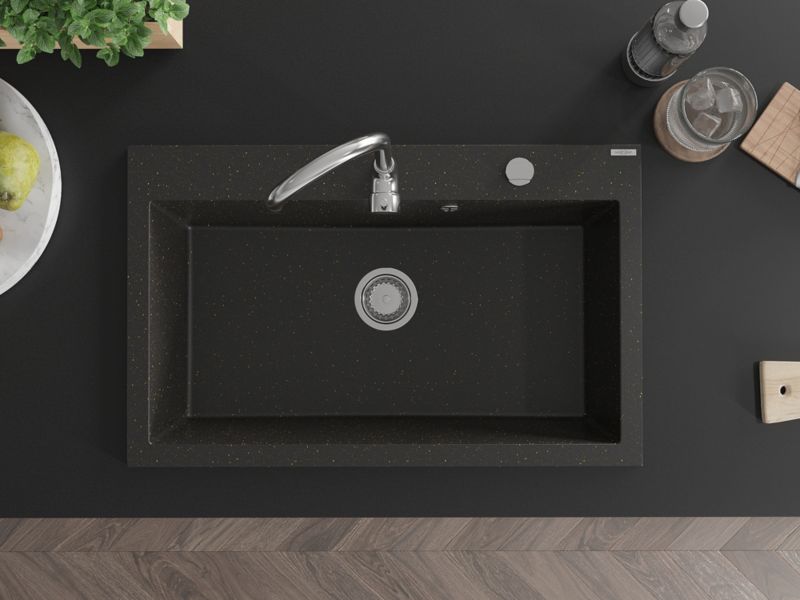 Zlewozmywak wpuszczany Mexen Elix czarny/złoty metalik 800x500 mm - 6527801005-75