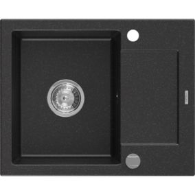 Zlewozmywak wpuszczany Mexen Enzo 1-komorowy czarno-srebrny 576x465 mm 1 szt.