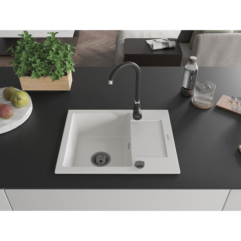 Zlewozmywak wpuszczany Mexen Enzo 1-komorowy czarno-srebrny 576x465 mm  - 6506571005-73 1 szt.