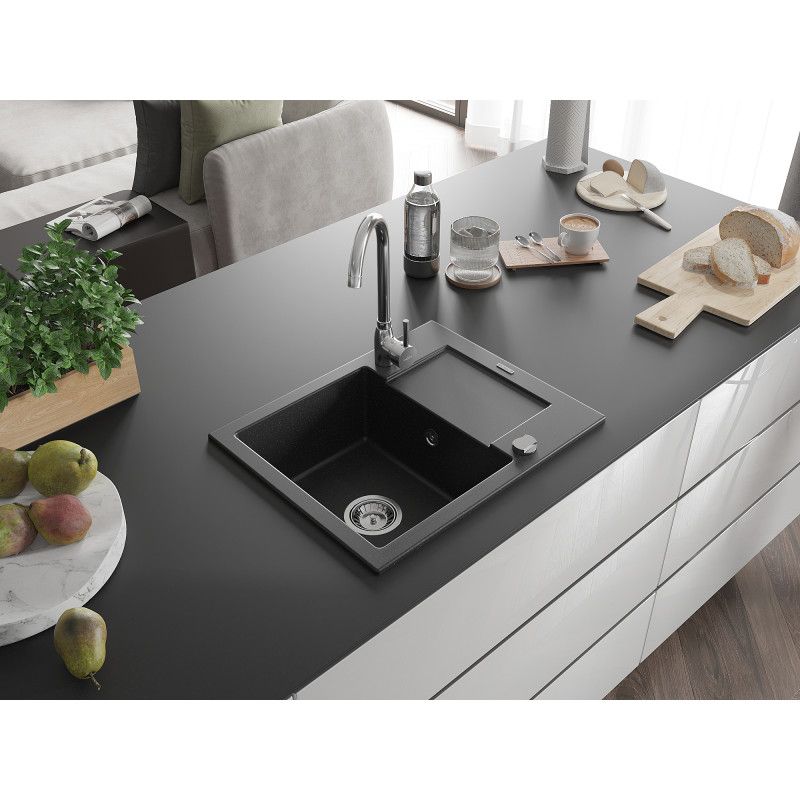 Zlewozmywak wpuszczany Mexen Enzo 1-komorowy czarny 576 x 465 mm  - 6506571005-77 1 szt.