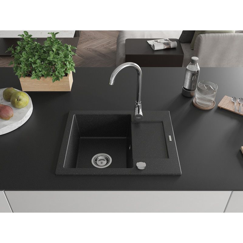 Zlewozmywak wpuszczany Mexen Enzo 1-komorowy czarny 576 x 465 mm  - 6506571005-77 1 szt.