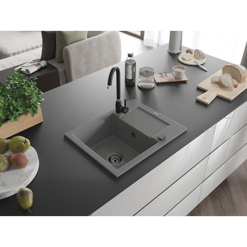 Zlewozmywak wpuszczany Mexen Enzo 1-komorowy szary 576x465 mm  6506571005-71-B