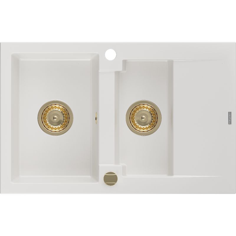 Zlewozmywak wpuszczany Mexen Gaspar 1,5-komorowy biały 737 x 475 mm  6507731505-20-G