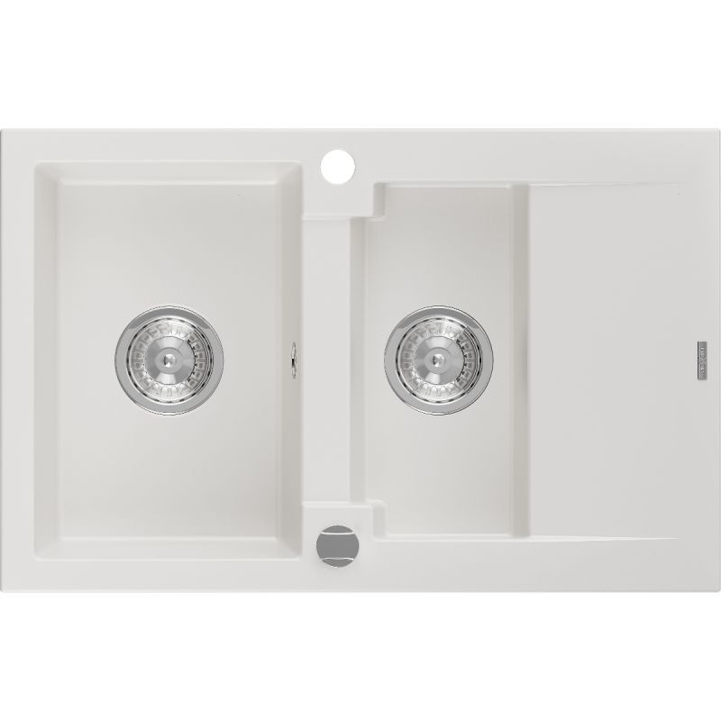 Zlewozmywak wpuszczany Mexen Gaspar 1,5-komorowy biały 737x475 mm  - 6507731505-20-B 1 szt.