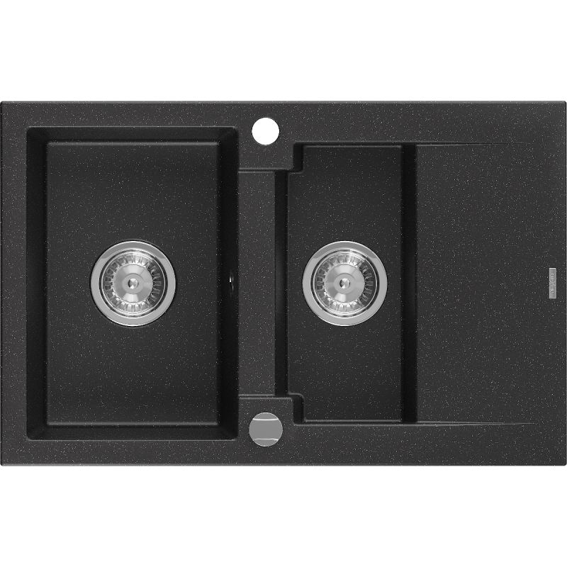 Zlewozmywak wpuszczany Mexen Gaspar 1,5-komorowy czarny/srebrny metalik 737x475 mm  - 6507731505-73-G 1 szt.