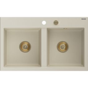 Zlewozmywak wpuszczany Mexen Hektor 2-komorowy biały 800x480 mm  - 6521802000-20 1 szt.