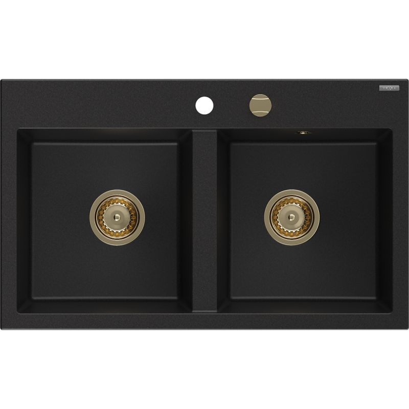 Zlewozmywak wpuszczany Mexen Hektor 2-komorowy czarny 800x490 mm  - 6521802000-77 1 szt.