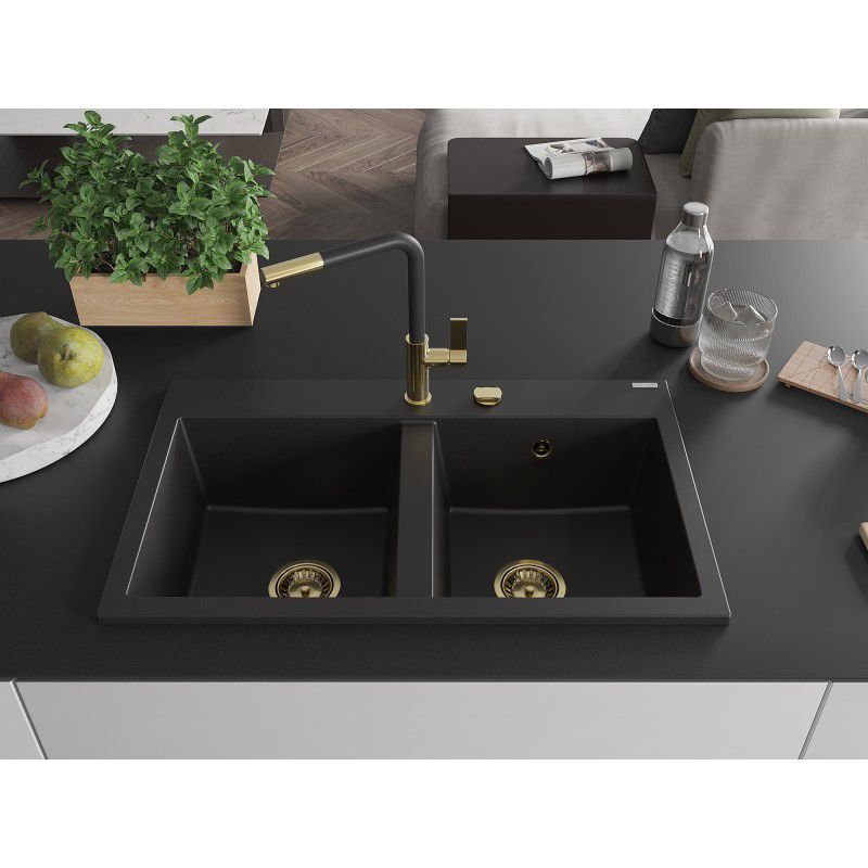 Zlewozmywak wpuszczany Mexen Hektor 2-komorowy czarny 800x490 mm  - 6521802000-77 1 szt.