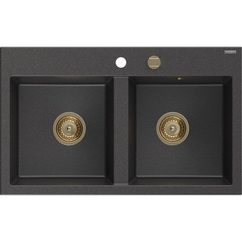 Zlewozmywak wpuszczany Mexen Hektor 2-komorowy czarny nakrapiany 800x490 mm  - 6521802000-76 1 szt.