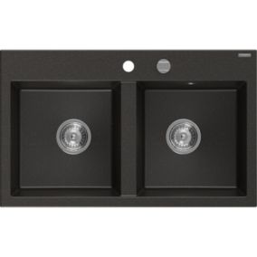 Zlewozmywak wpuszczany Mexen Hektor 2-komorowy szary 800x480 mm  - 6521802000-71-G 1 szt.