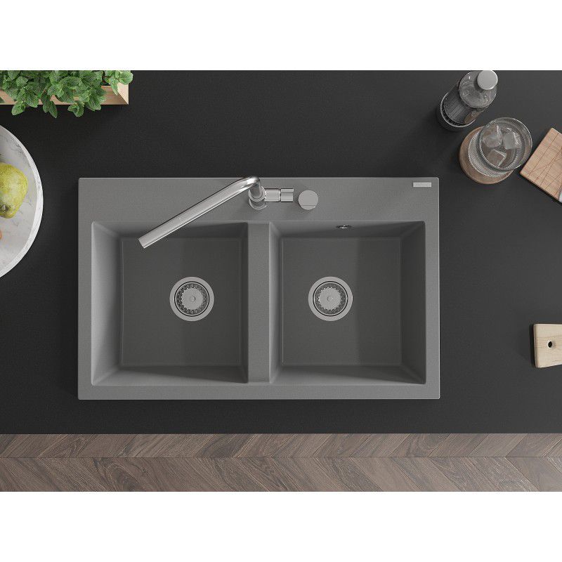 Zlewozmywak wpuszczany Mexen Hektor 2-komorowy szary 800x490 mm  6521802000-71 1 szt.