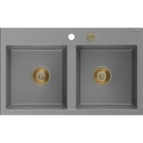 Zlewozmywak wpuszczany Mexen Hektor 2-komorowy szary 800x490 mm  - 6521802000-71-B 1 szt.