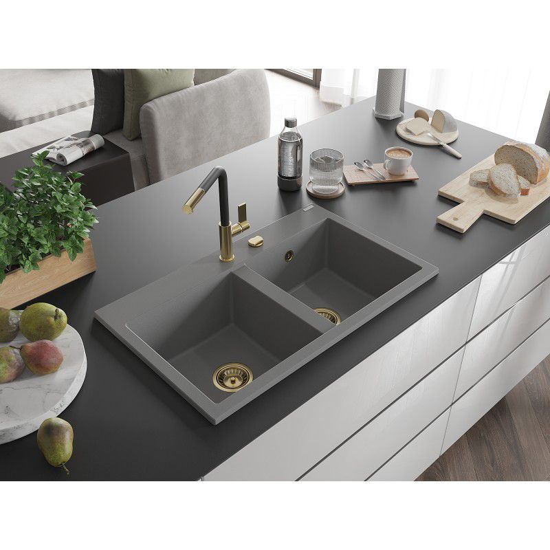 Zlewozmywak wpuszczany Mexen Hektor 2-komorowy szary 800x490 mm  - 6521802000-71-B 1 szt.