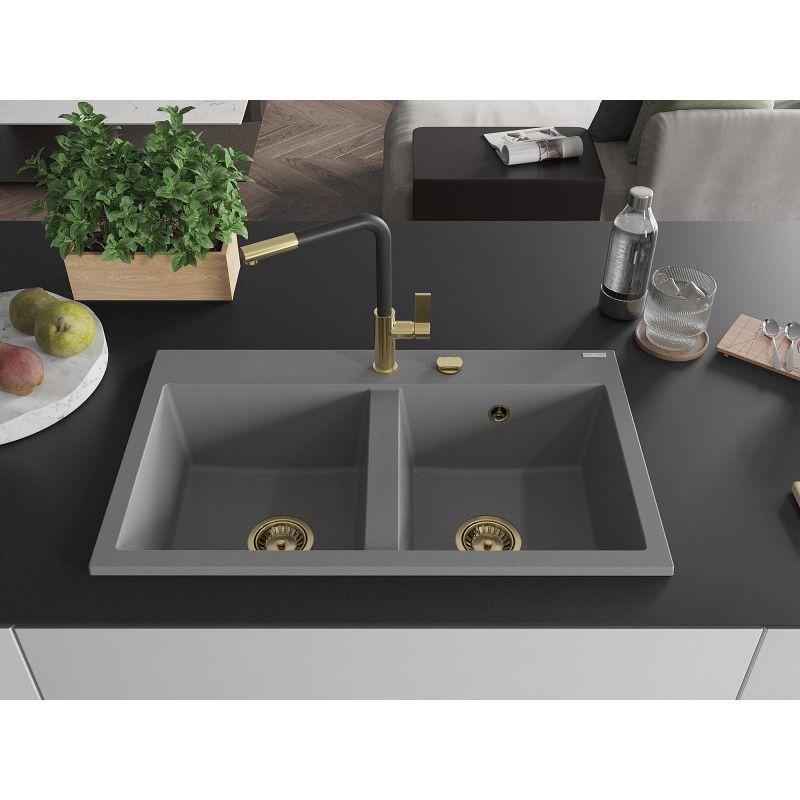 Zlewozmywak wpuszczany Mexen Hektor 2-komorowy szary 800x490 mm  - 6521802000-71-B 1 szt.