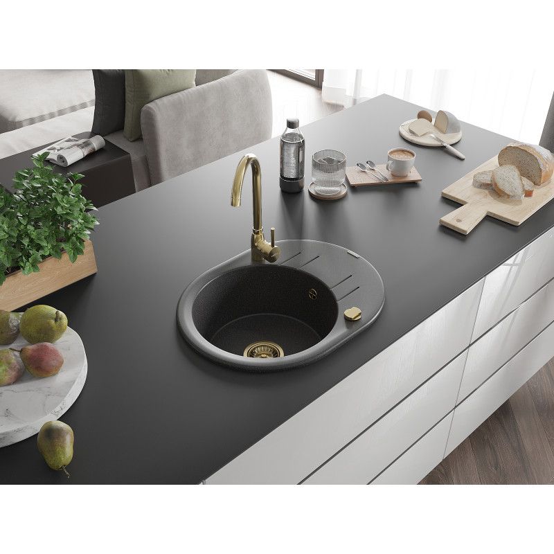 Zlewozmywak wpuszczany Mexen Kevin 1-komorowy czarny nakrapiany 586x458 mm  6517581005-76-G 1 szt.