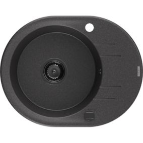 Zlewozmywak wpuszczany Mexen Kevin 1-komorowy czarny/srebrny metalik 586 x 458 mm  - 6517581005-73-B 1 szt.