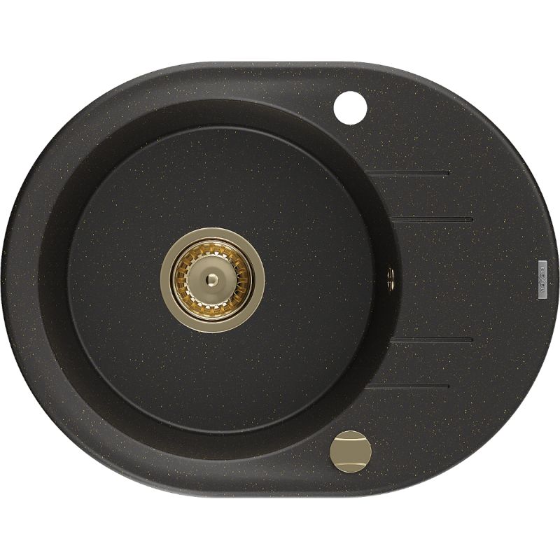 Zlewozmywak wpuszczany Mexen Kevin 1-komorowy czarny/złoty metalik 586x458 mm  - 6517581005-75-B 1 szt.