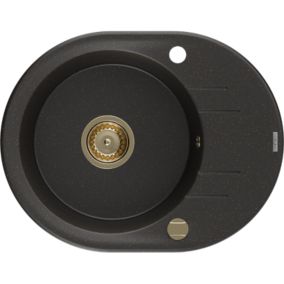 Zlewozmywak wpuszczany Mexen Kevin 1-komorowy czarny/złoty metalik 586x458 mm  - 6517581005-75-B 1 szt.