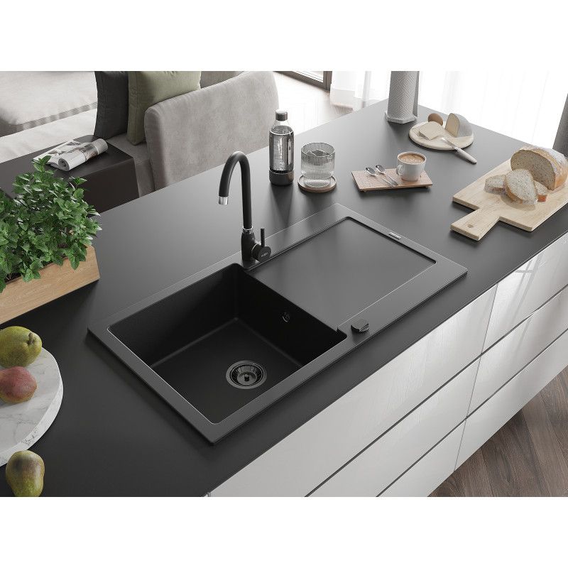 Zlewozmywak wpuszczany Mexen Leo 1-komorowy czarny 900x500 mm  6501901010-77-B 1 szt.